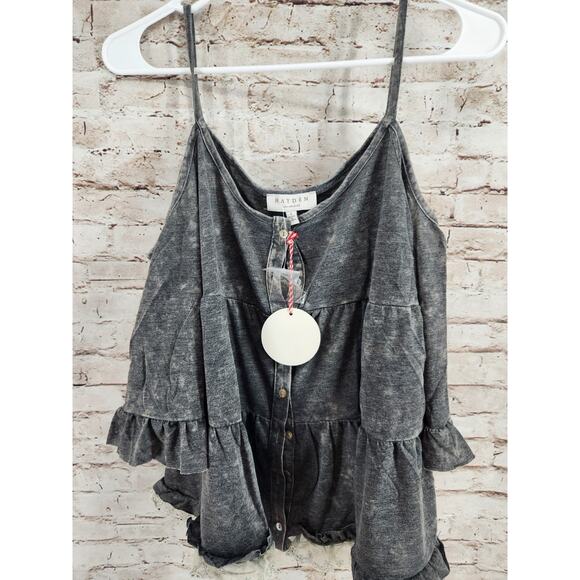 Hayden Boho Open Shoulder Top Size Small NEW Oversized Grey - Picture 2 of 4